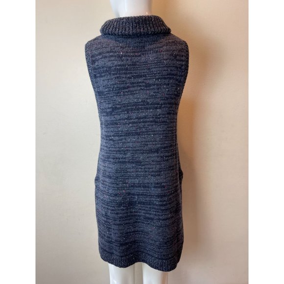 Woolrich Womens Pullover Sweater Mini Dress Turtleneck Sleeveless Blue Size S - Picture 4 of 9